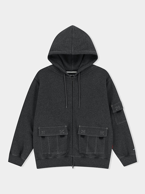 Худи Y.E.S STITCH POCKET ZIP UP (размер L, цвет Темно-серый)