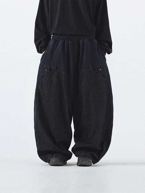 Брюки DENIM DOUBLE SWEAT BALLOON (размер L, цвет Черный)