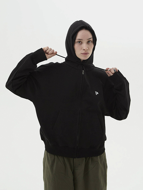 Худи на молнии P LOGO LW (размер L, цвет Черный)