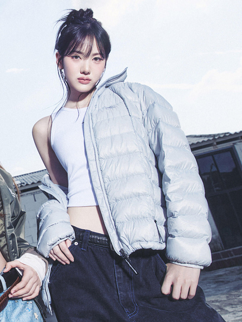 Пуховик OVAL GLOBE LIGHT WEIGHT HOODED DOWN (размер M, цвет Светло-серый)